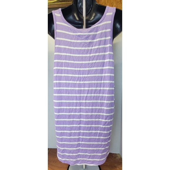 Zenana Tank Top Lavender & Ivory Stripe Womens Large Rayon/Spandex New with Tags - Picture 2 of 7